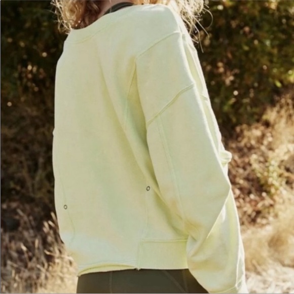 Free People Go For Gold Reversible Pullover Sweatshirt Sz S Key Lime Green - Picture 3 of 15